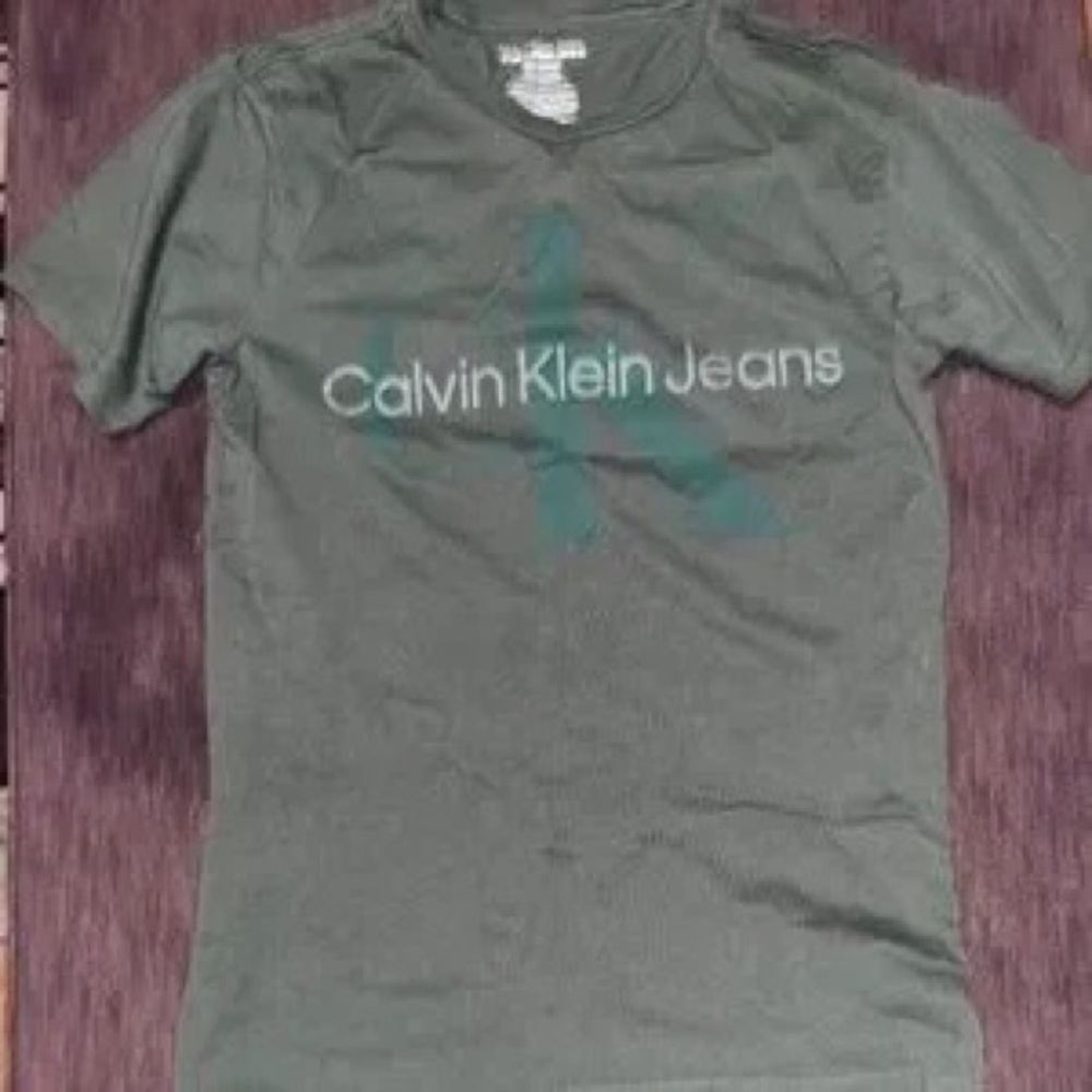 Calvin Klein Jeans Olive Green Logo Short Sleeve Tee